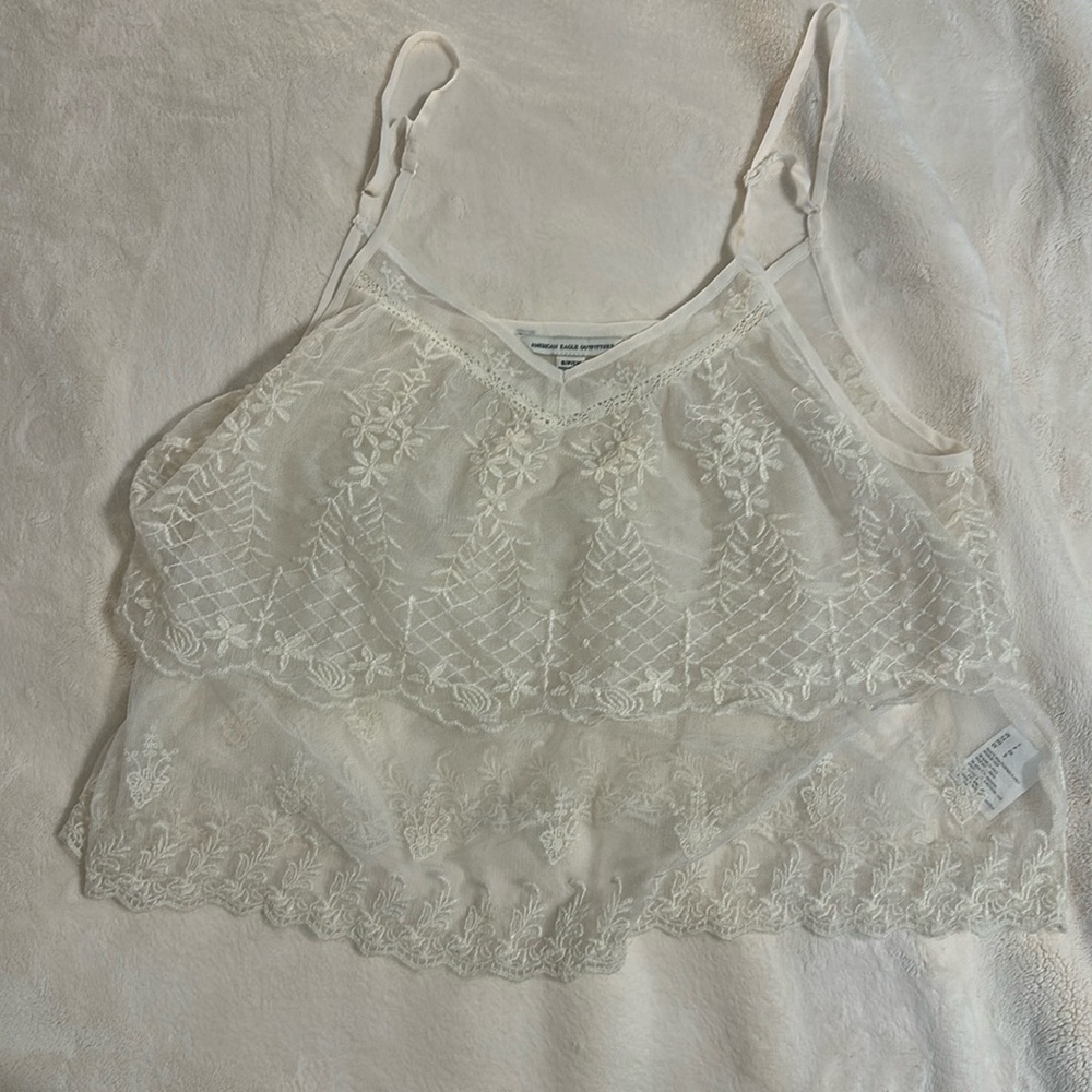 Lace overlay tank see through